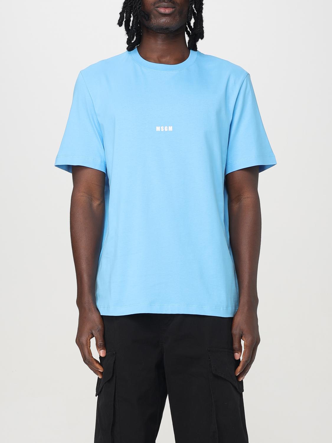 Msgm T-shirt Men Color Turquoise In Turquoise