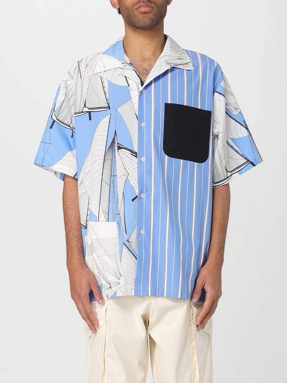 Msgm Cotton Shirt In Gnawed Blue