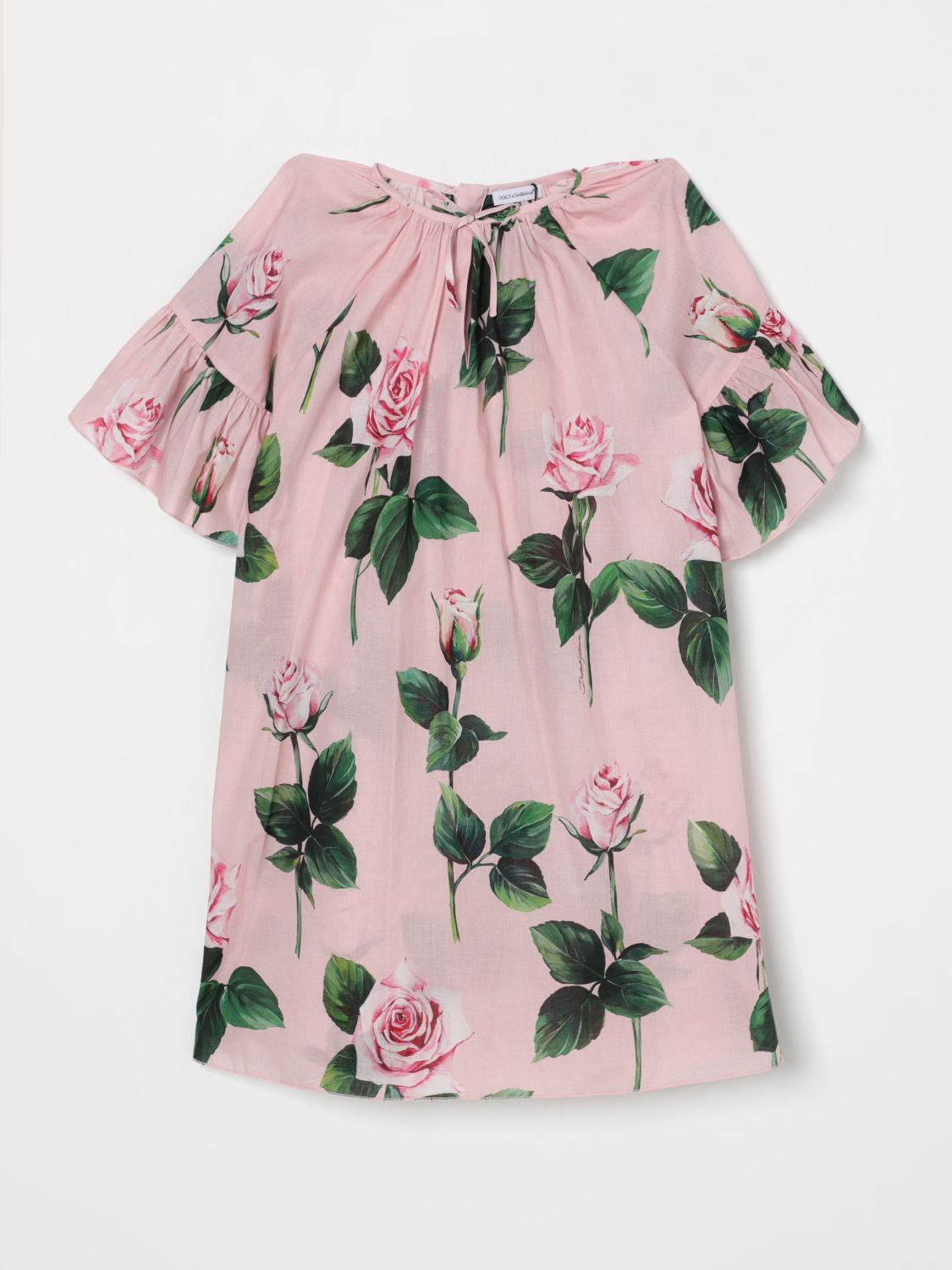 Dolce & Gabbana Floral Cotton Dress In Pink