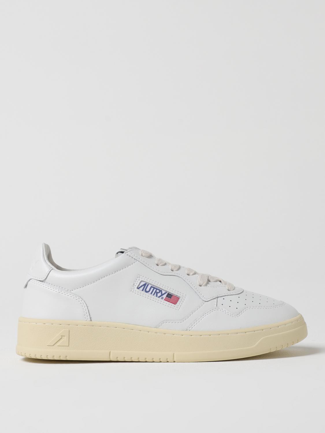 Autry Medalist Low White Sneakers With Suede Inserts And Tonal Heel Tab In Leather Man In White