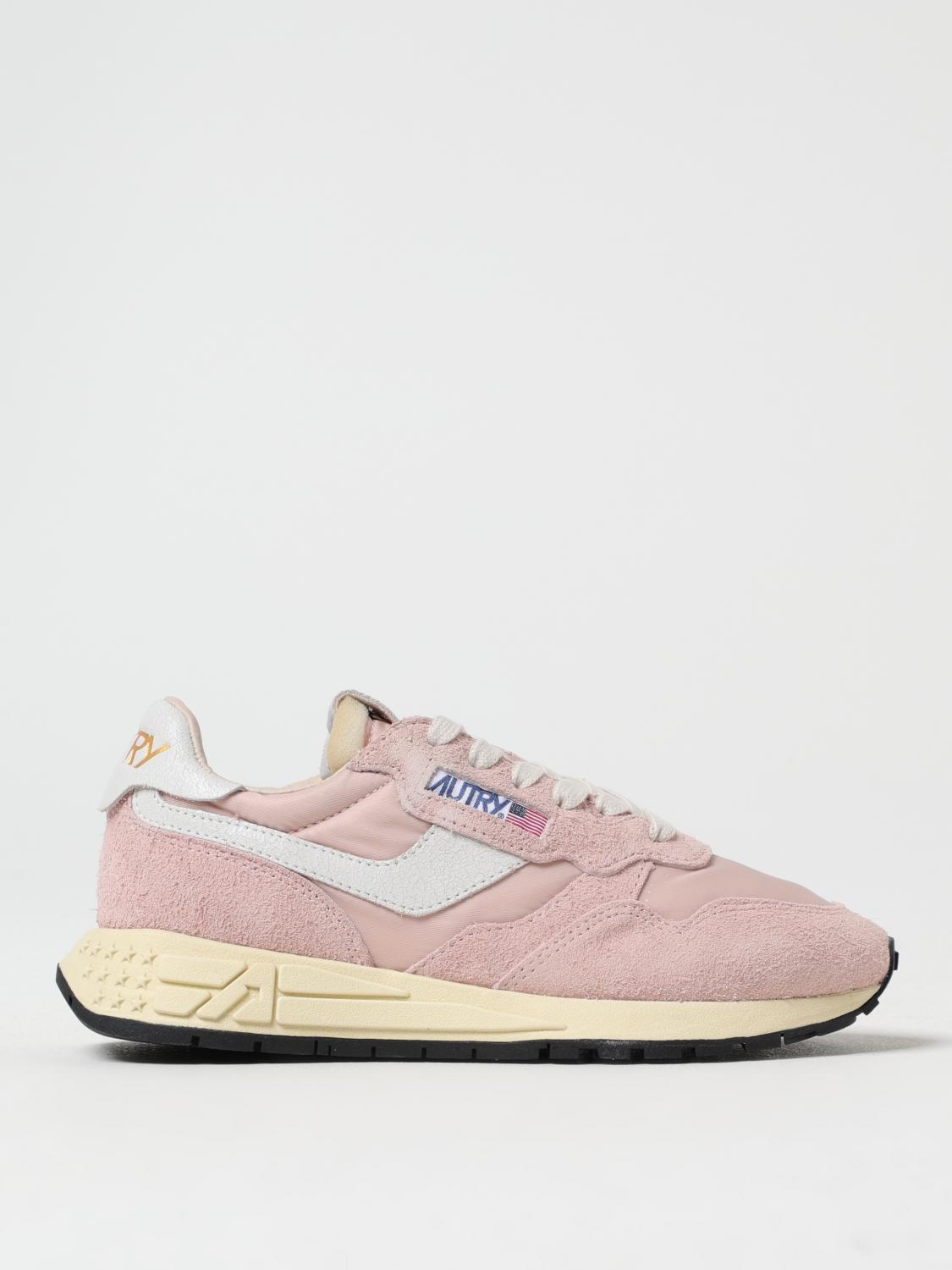 Autry Low Sneaker With Suede Panels And Rubber Sole In Pink