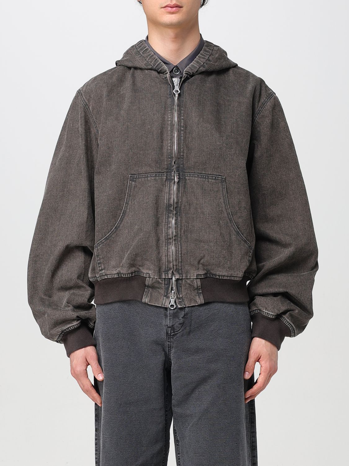 Our Legacy Charcoal Denim Bomber Jacket In Black