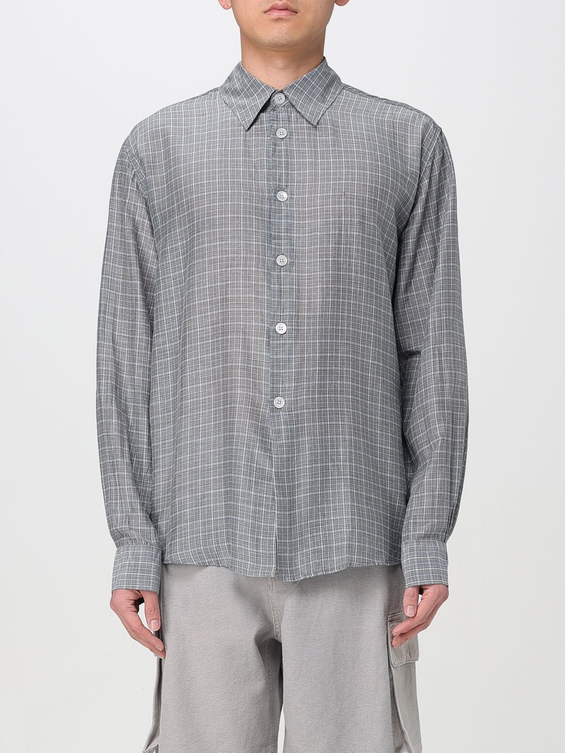 Our Legacy Checked Pattern Button-down Collar Shirt In Gray