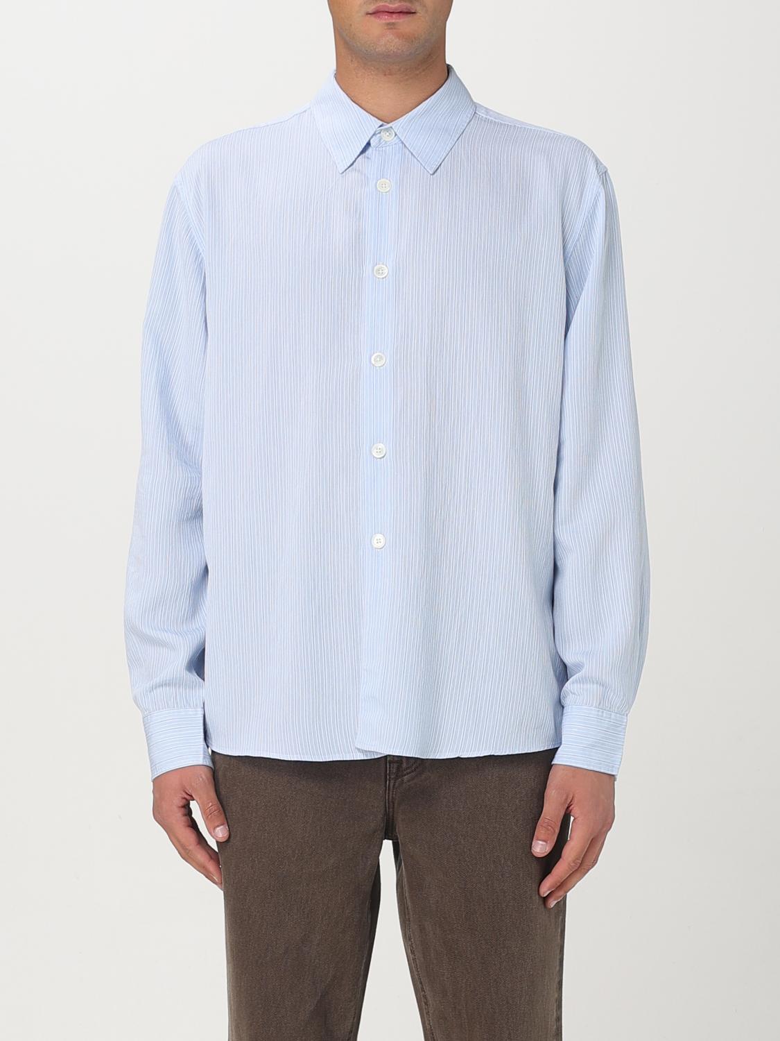 Our Legacy Shirt Beyond Stripes Curved Hem In Hellblau