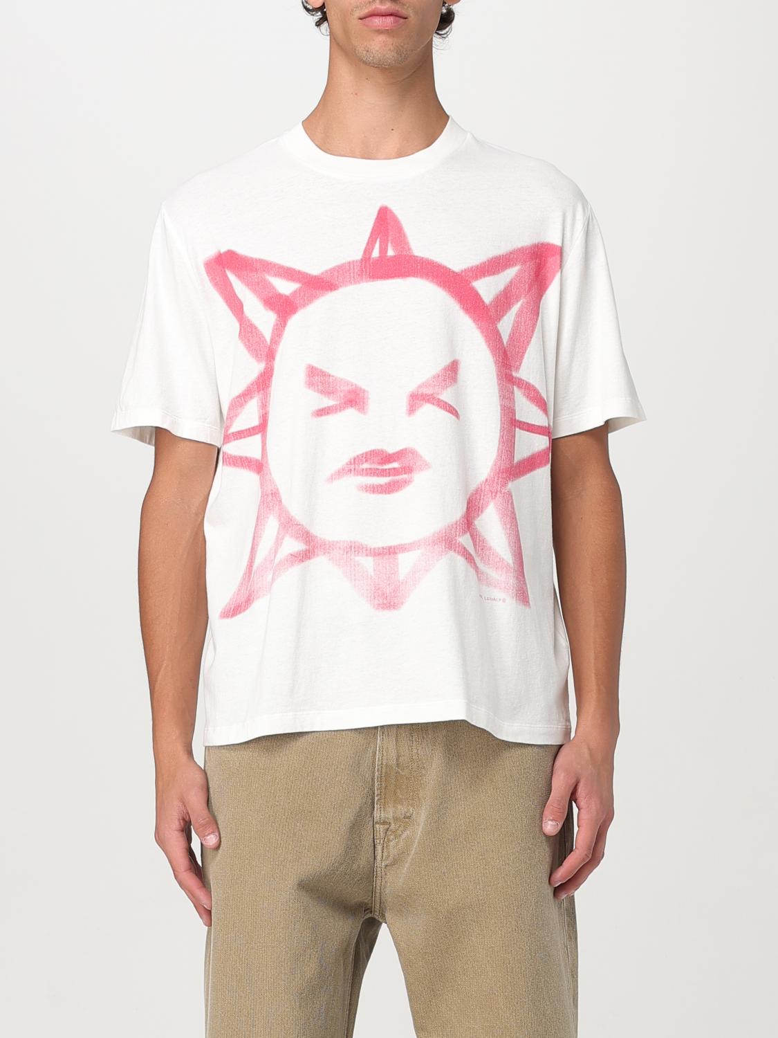 Our Legacy Box T-shirt Off White Cotton T-shirt With Graphic Sun Print - Box T-shirt In Natural
