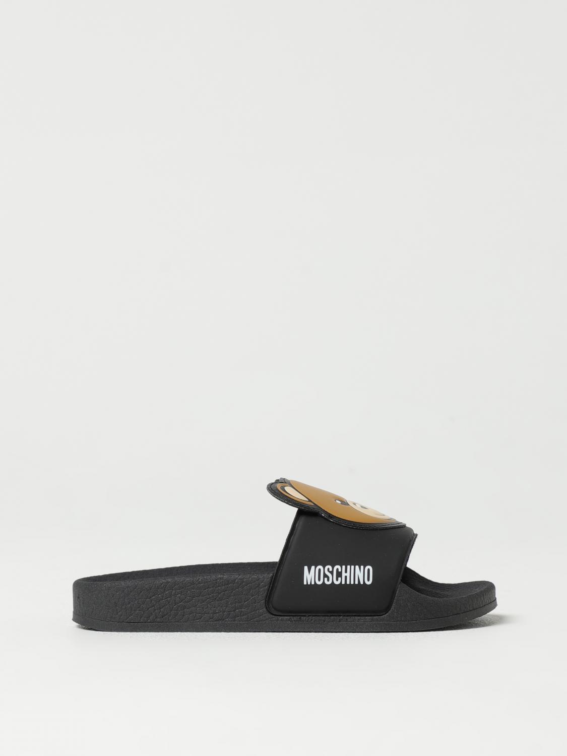 Moschino Teddy Bear Open-toe Slides In Schwarz