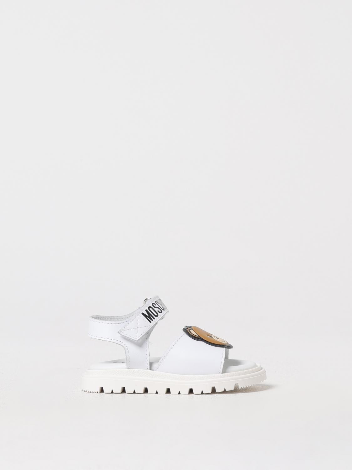 Moschino Teddy Bear Leather Sandals In Weiss