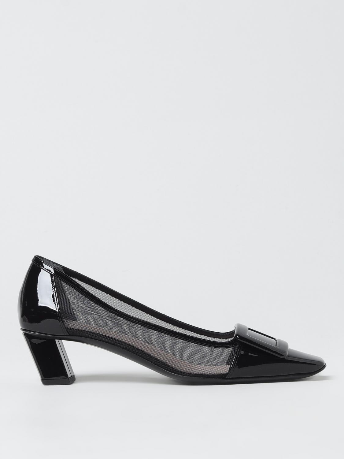 Roger Vivier Belle Vivier 45 Leather-trimmed Mesh Pumps In Schwarz