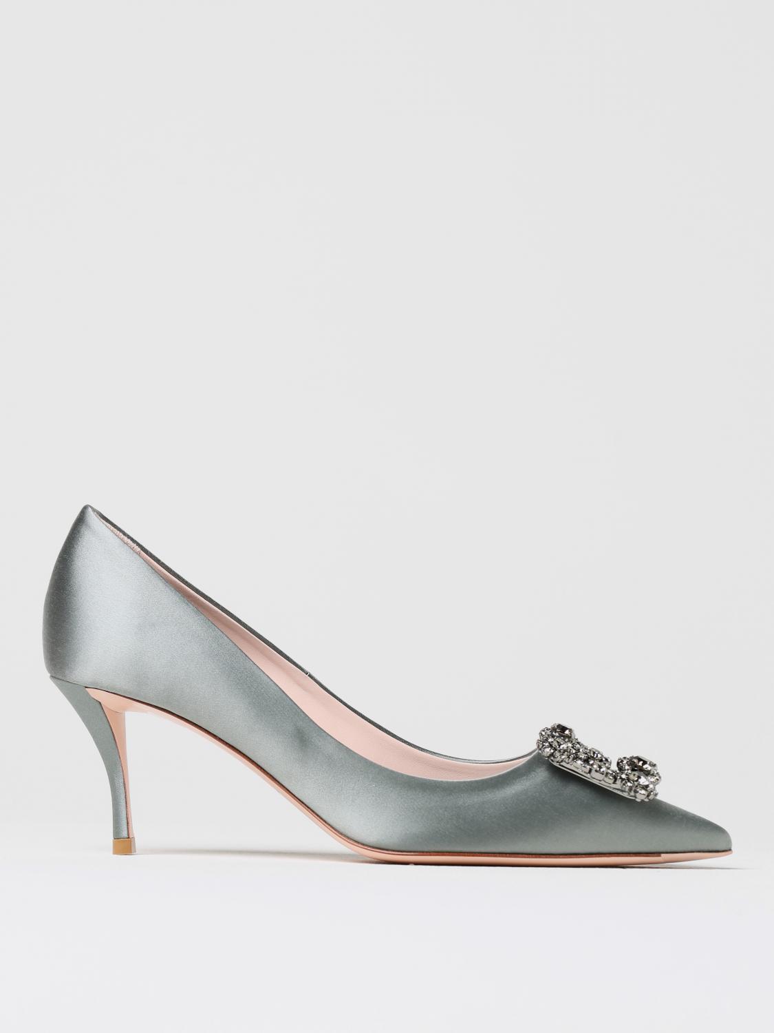 Roger Vivier Efflorescence Crystal-embellished Satin Pumps In Grey