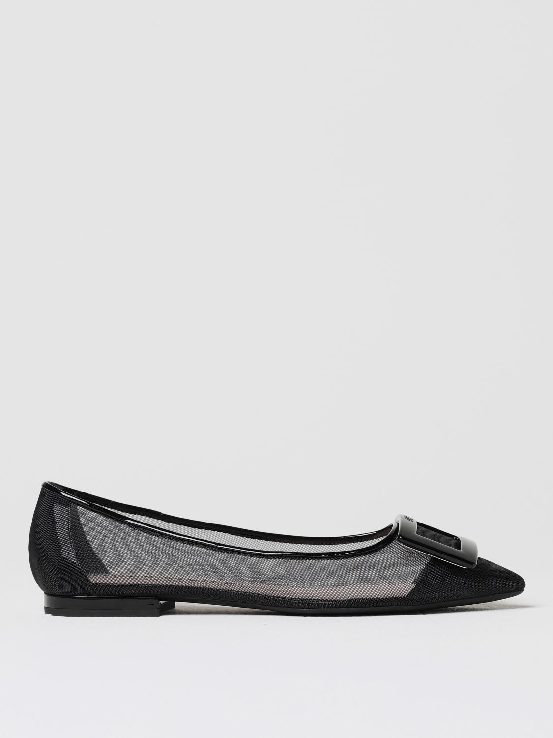 Roger Vivier Gommettine Buckled Mesh Ballet Flats In Black