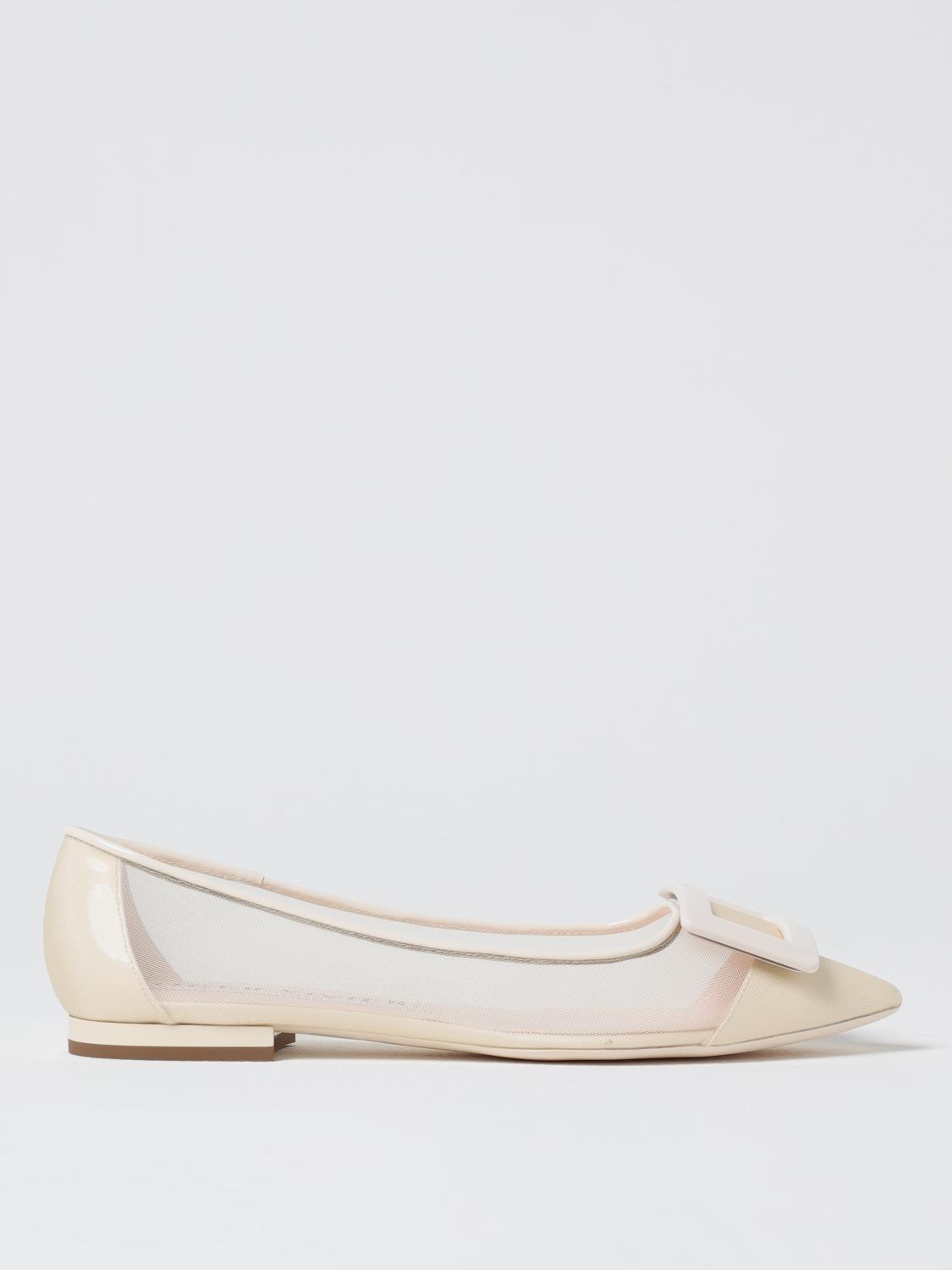 Roger Vivier 5mm Gommettine Mesh Ballerina Flats In Yellow Cream