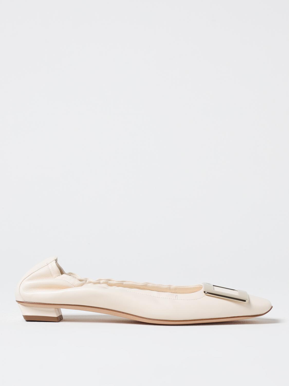 Roger Vivier Belle Vivier Ballet Flats In Yellow Cream