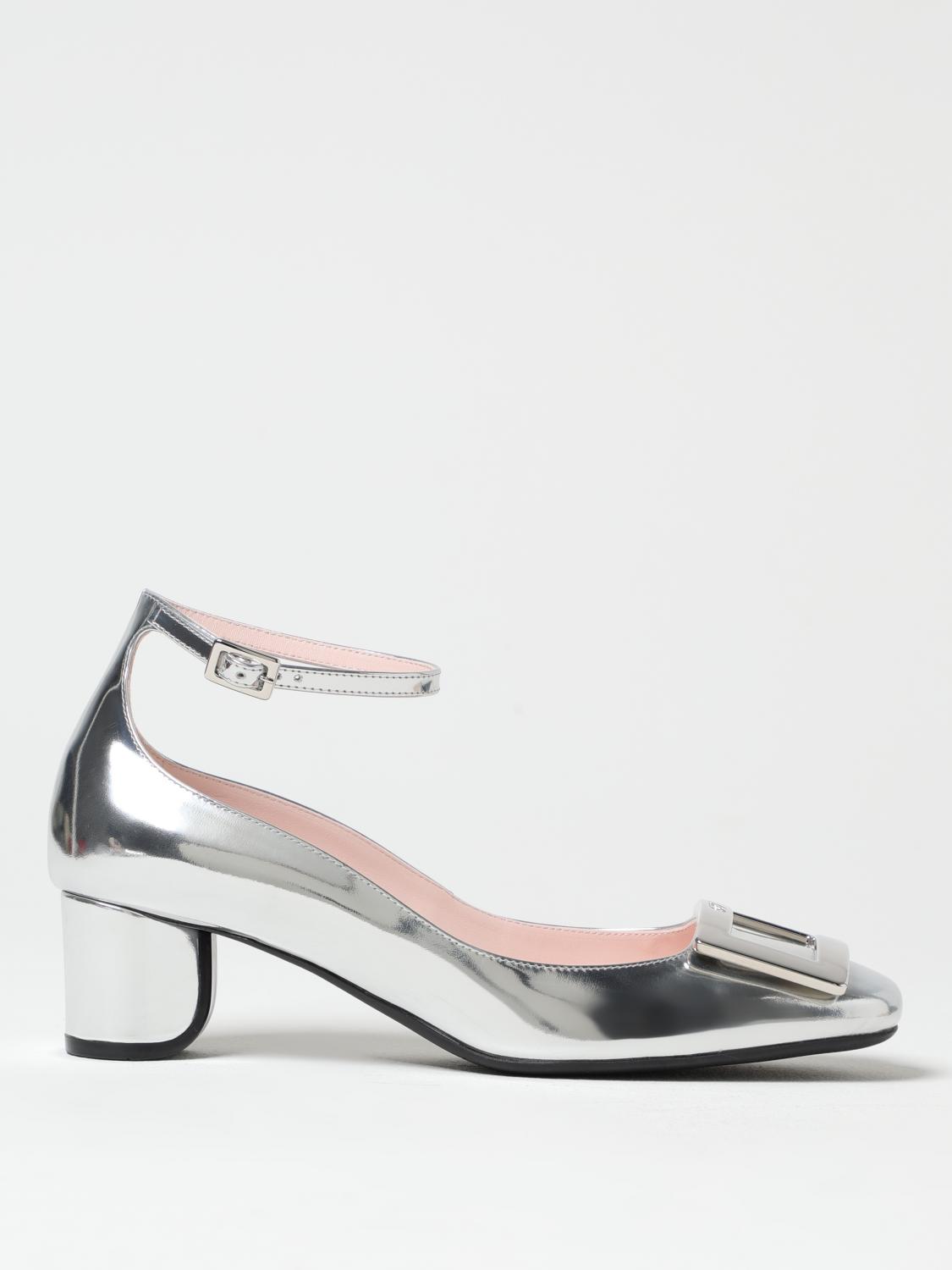 Roger Vivier Roundy Metallic Ankle-strap Pumps In Silver