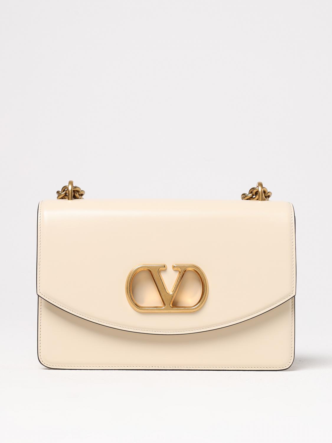 Valentino White Vain Shoulder Bag In Yellow Cream