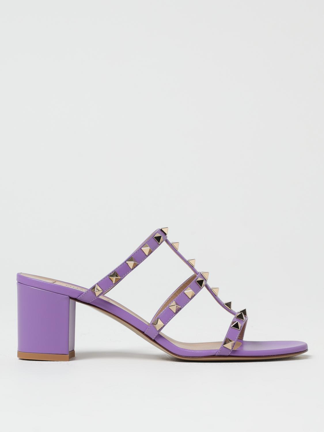 Valentino Garavani Rockstud 60 Leather Mules In Lila