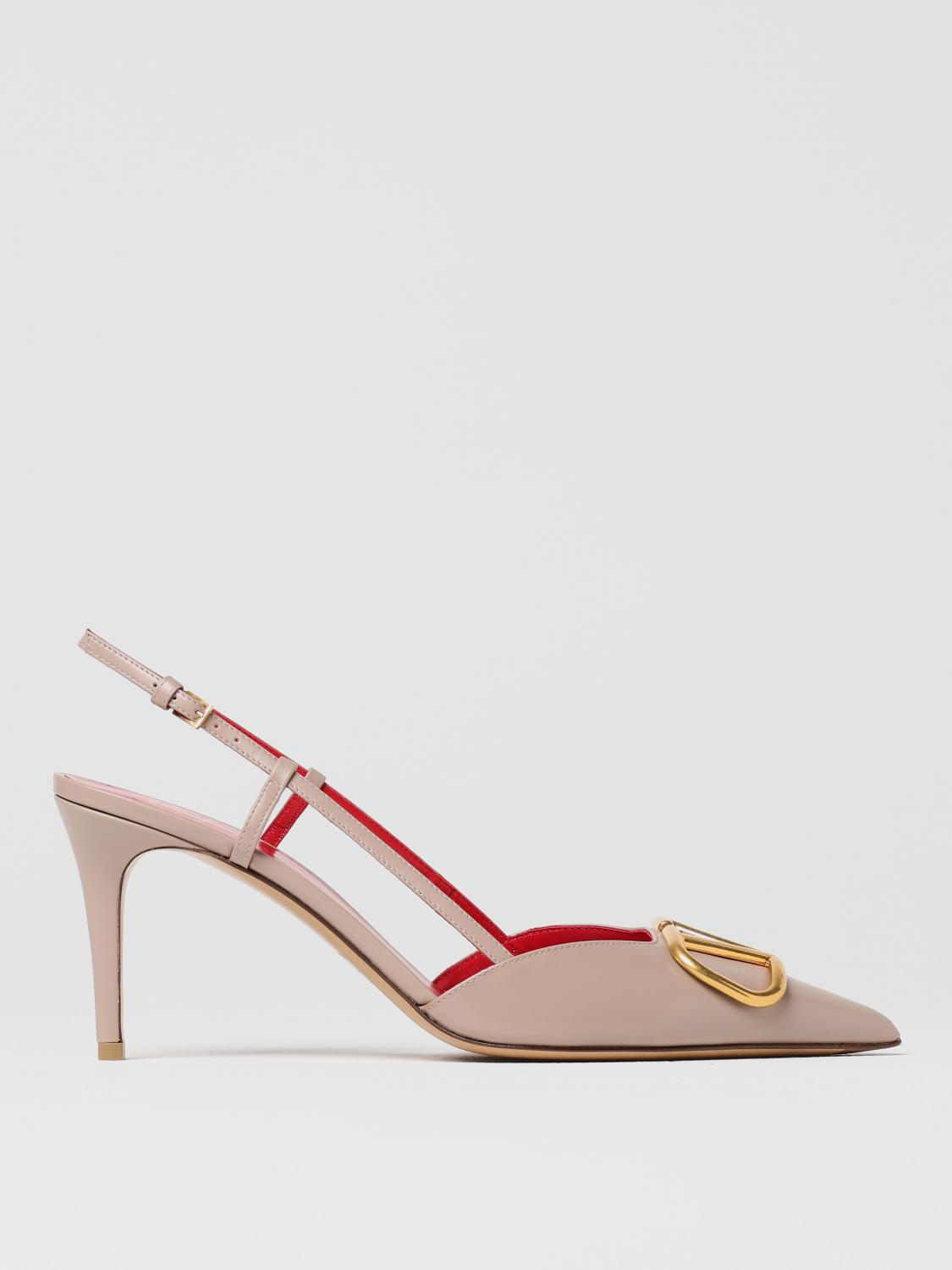 Valentino Womens Blush Vlogo 80 Pointed-toe Leather Slingback Courts In Puder