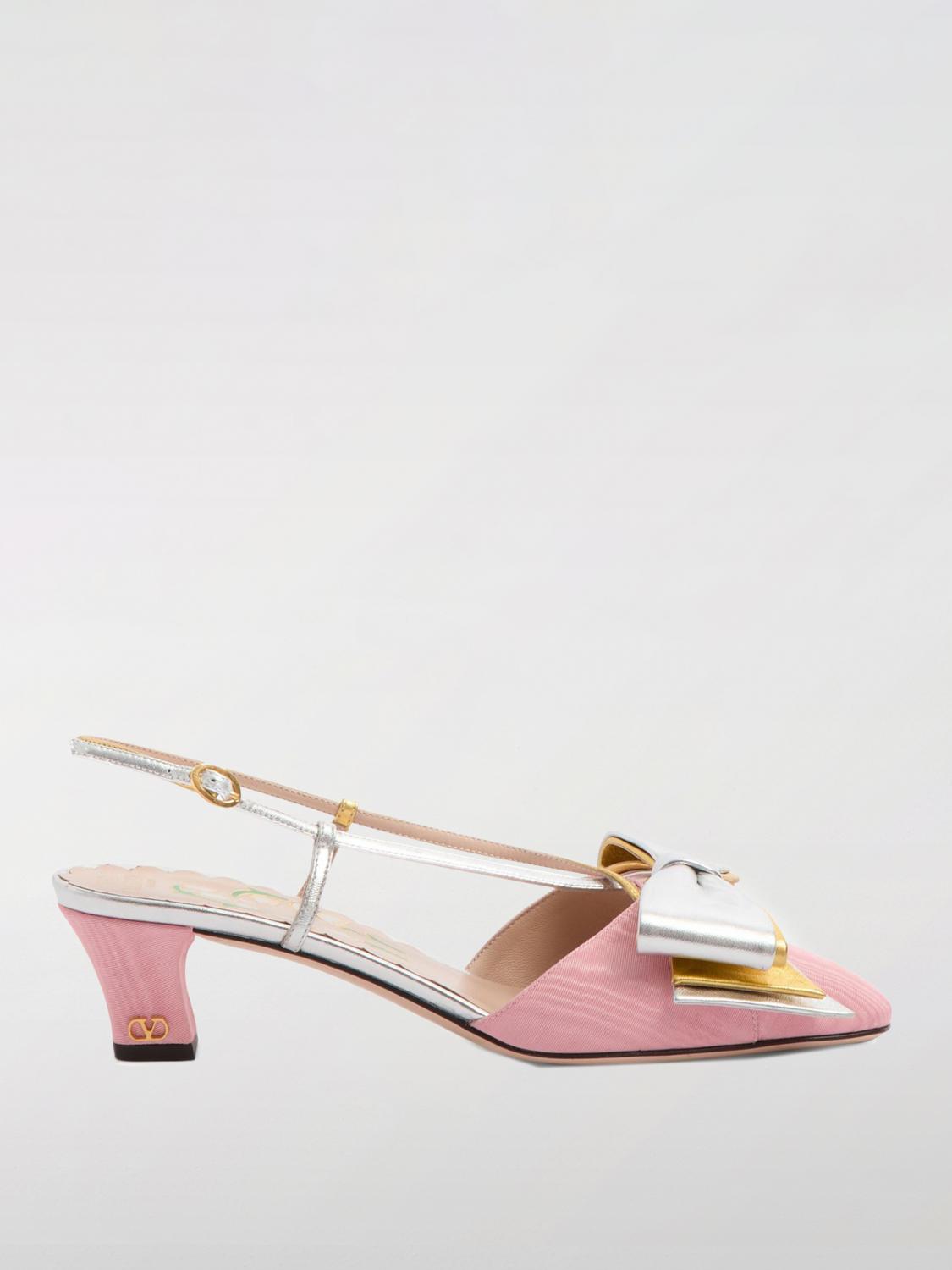 Valentino Scarpe Con Tacco Bowow In Tessuto Rosa Donna In Nude