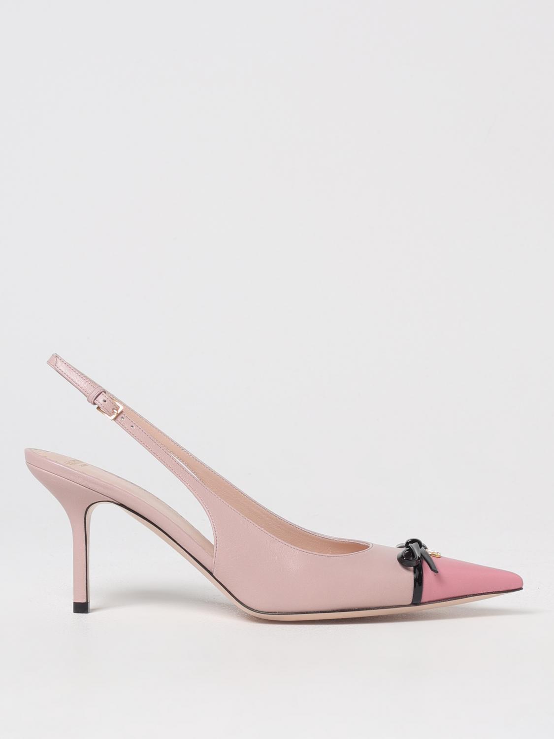 Valentino Vlogo Pointed Slingback Leather Kitten Pumps In Pink