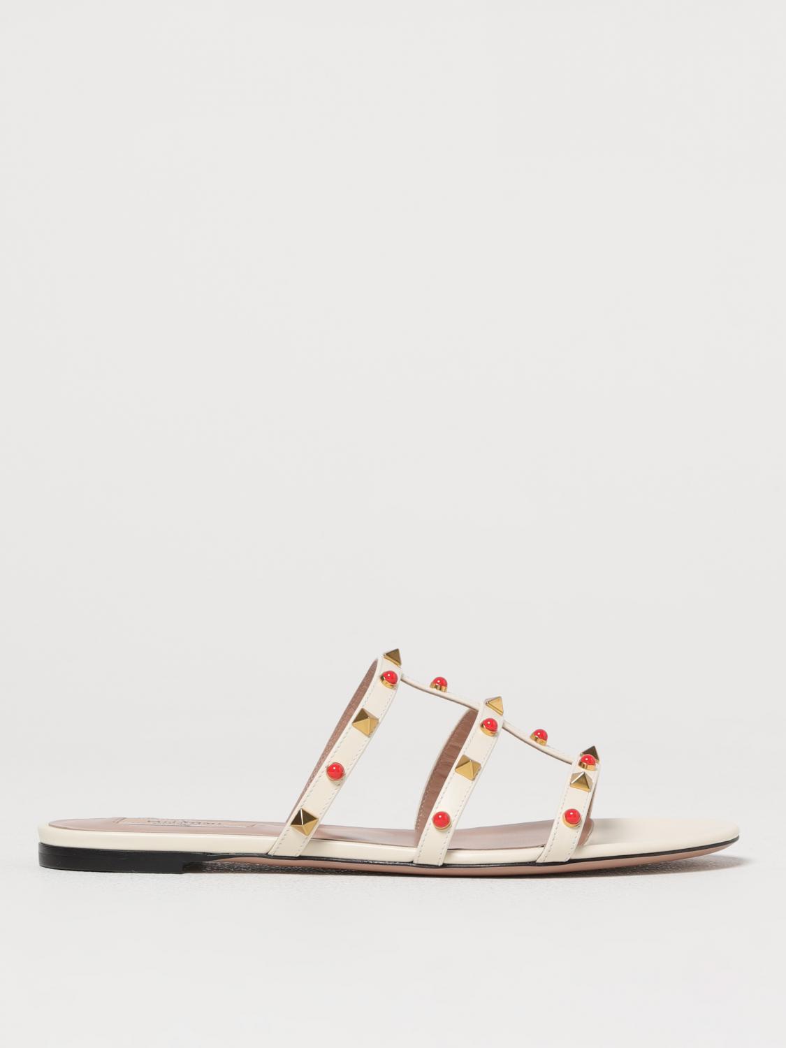 Valentino Rockstud Slide T. 05 In Yellow Cream