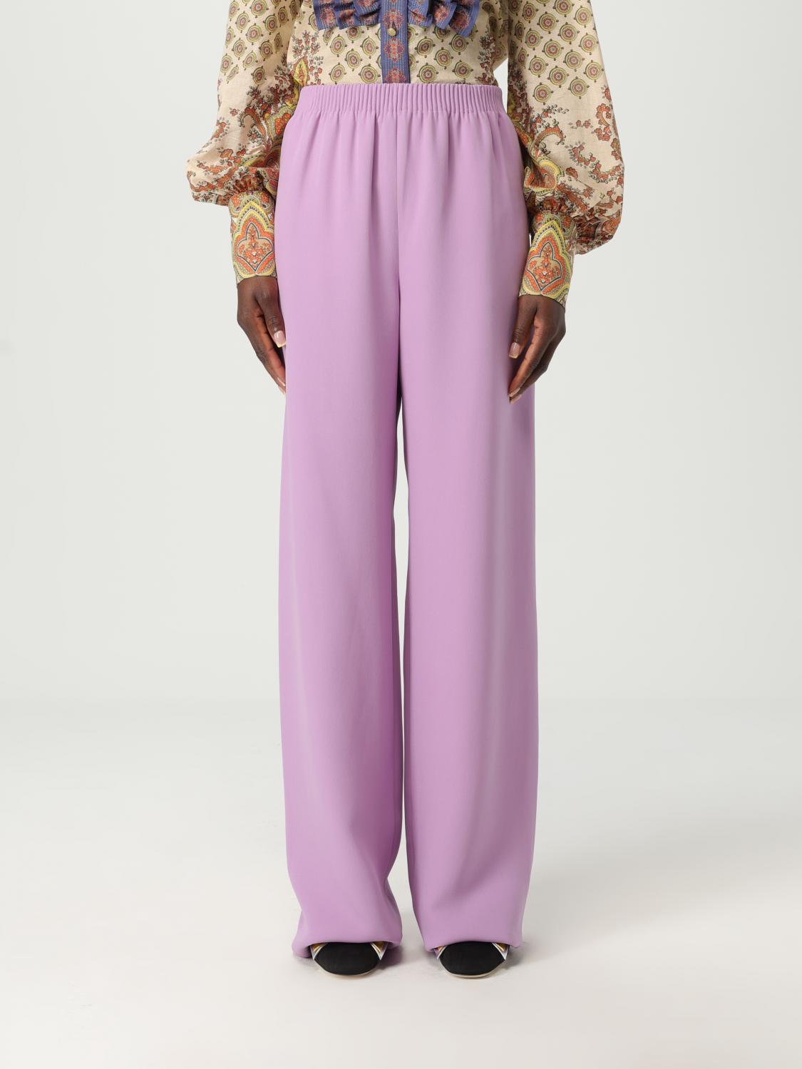 Valentino Elastic Wide Leg Trousers In Purple