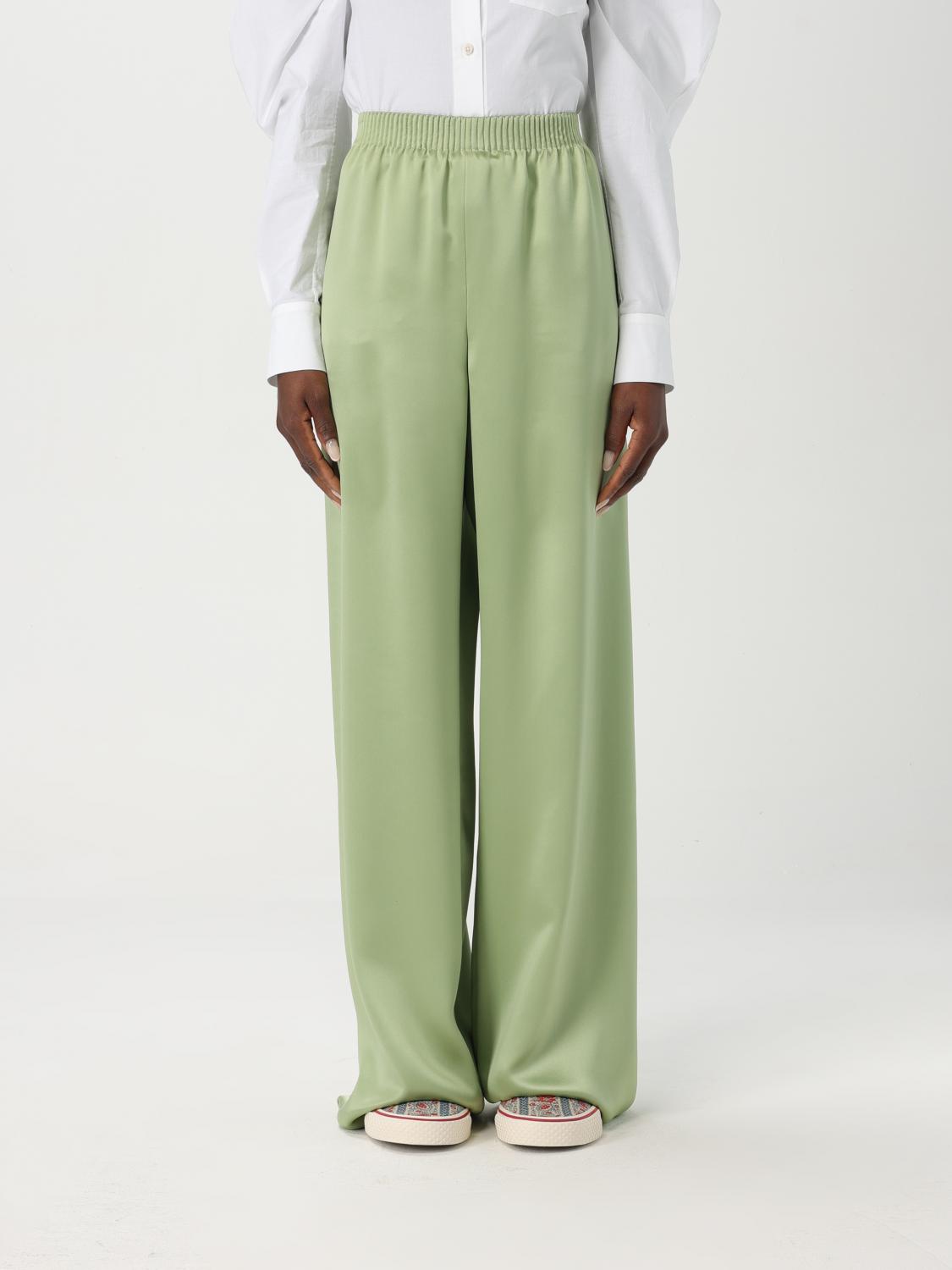 Valentino Silk Wide-leg Trousers In Green