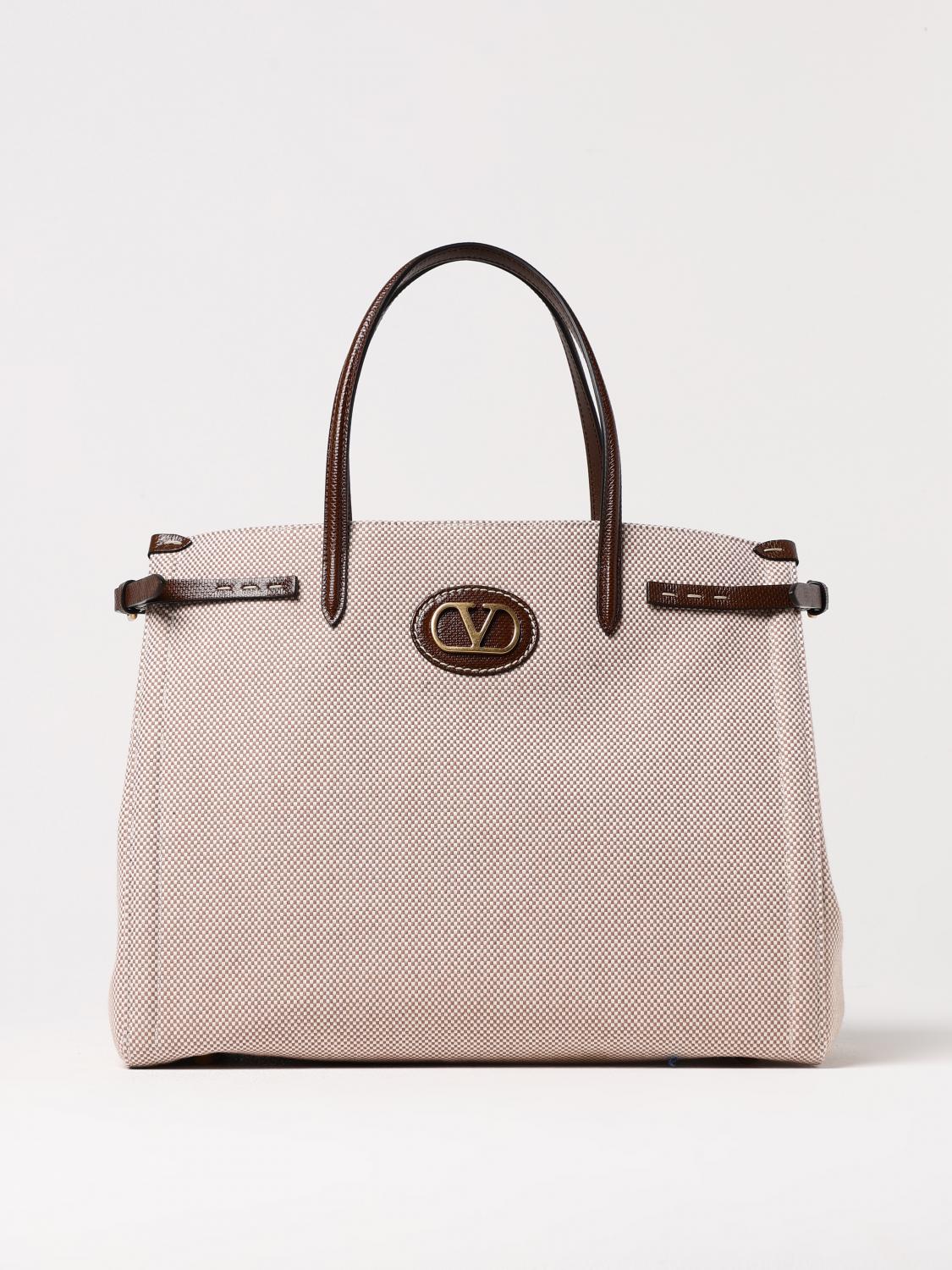 Valentino Medium Magnetic Buckle Shoulder Bag In Beige