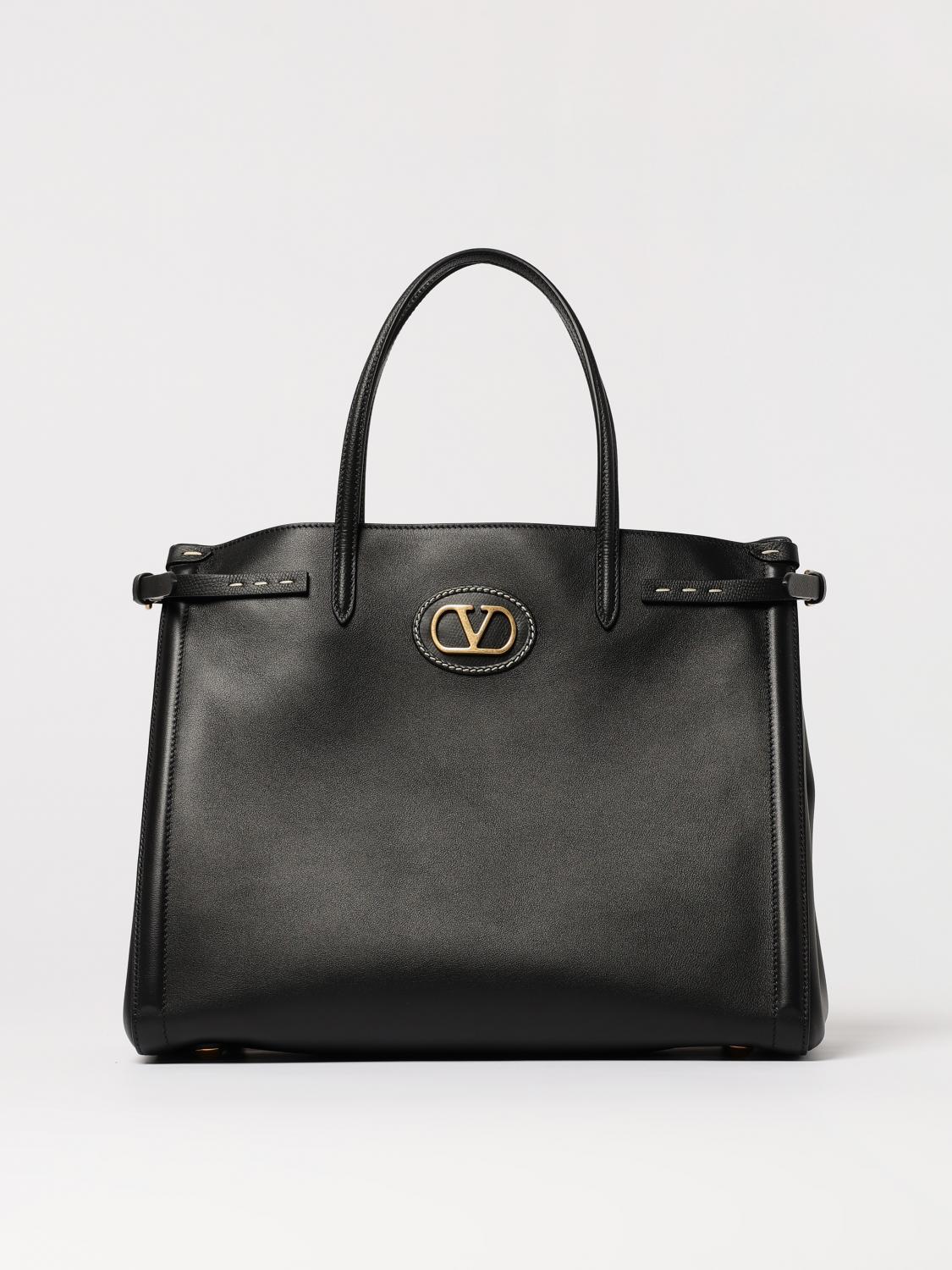 Valentino Logo-plaque Tote Bag In Black