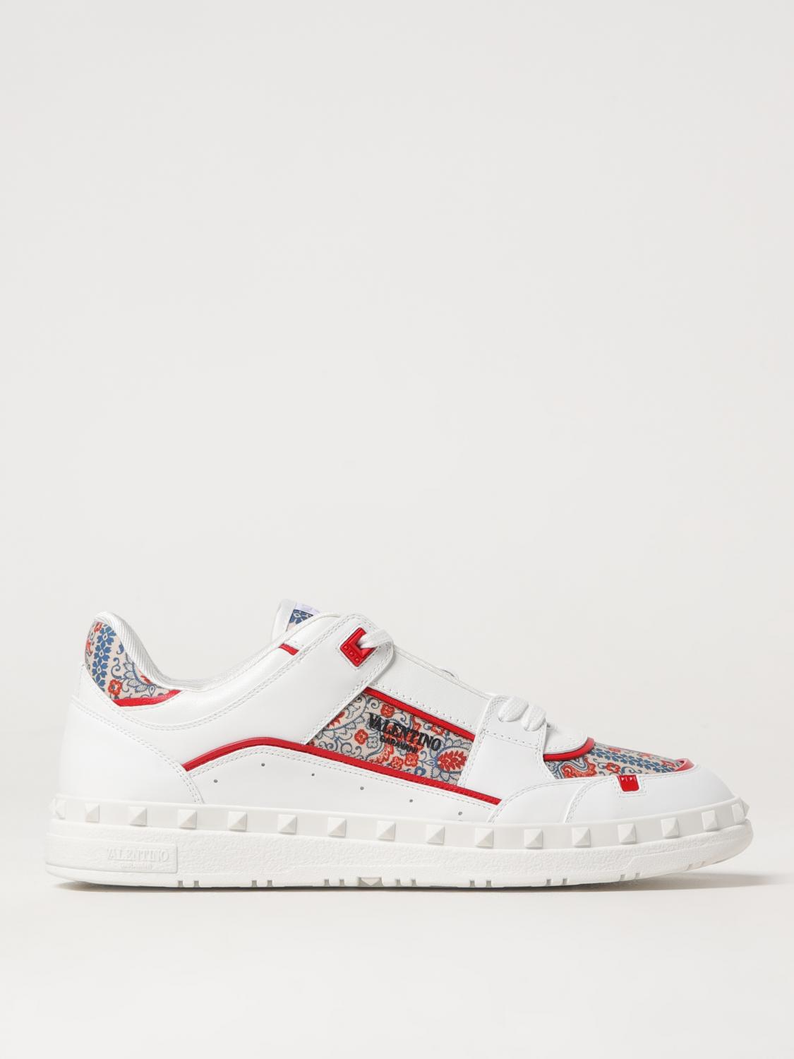 Valentino Leather Freedots Sneakers Panels Patterned In Weiss