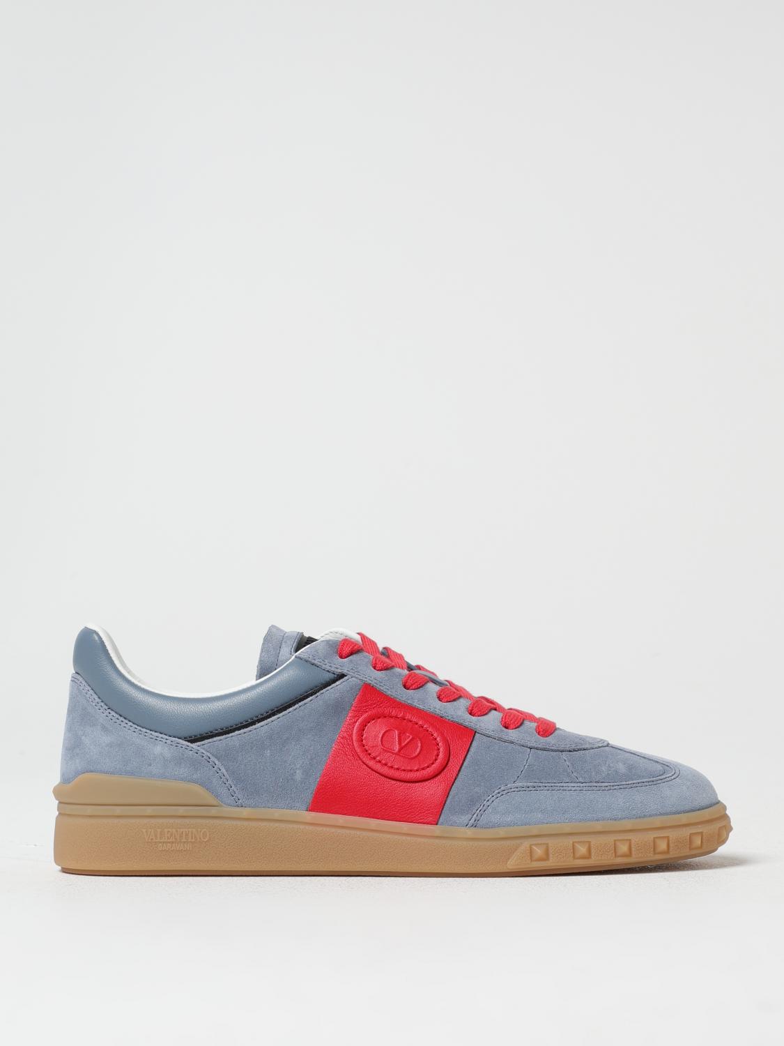 Valentino Garavani Men Upvillage Low Top Sneaker In Split Leather And Calfskin Nappa Leather In Gnawed Blue
