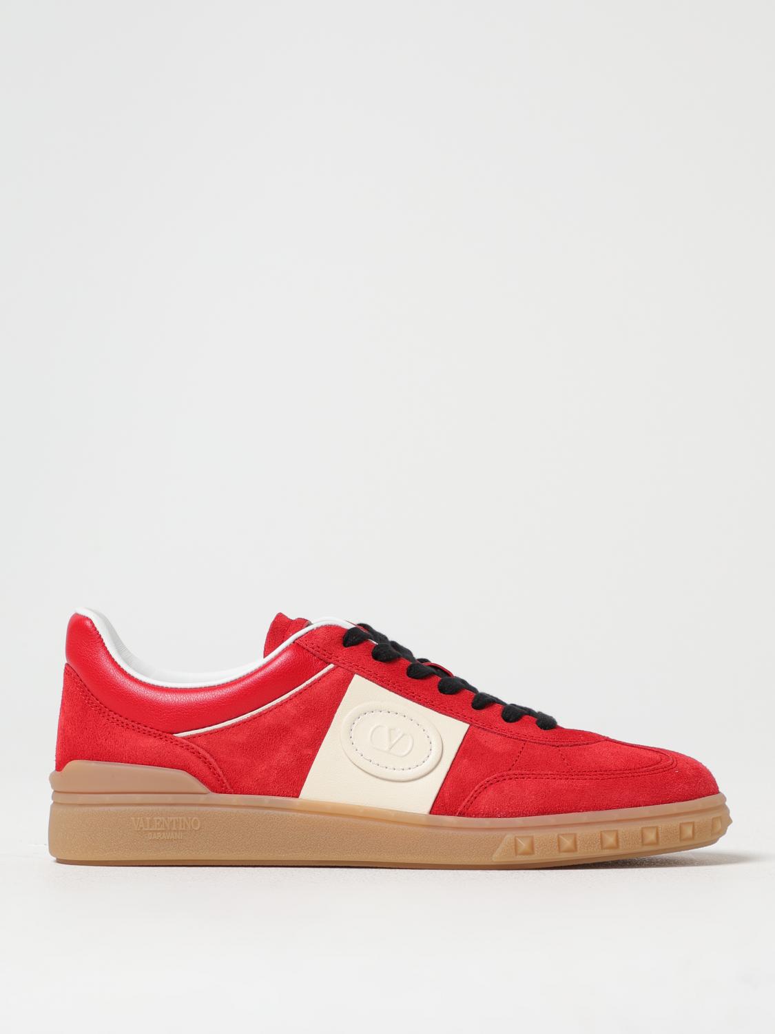 Valentino Garavani Upvillage Low Top Trainer In Split Leather And Calfskin Nappa Leather In Red