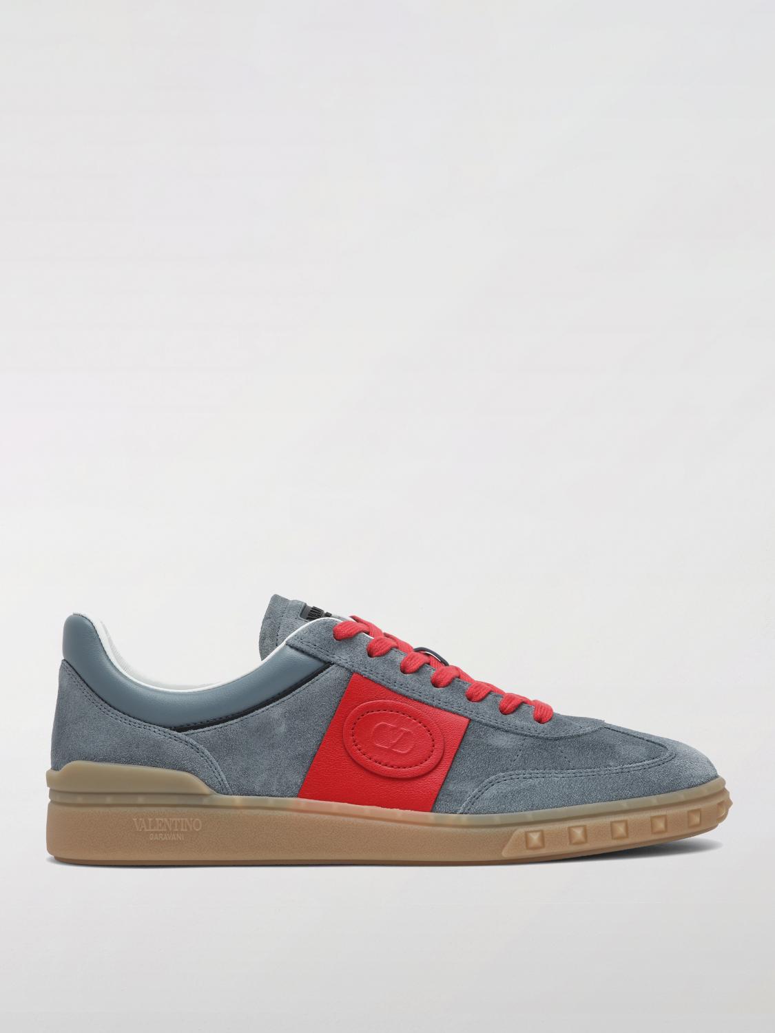 Valentino Garavani Men Upvillage Low Top Sneaker In Split Leather And Calfskin Nappa Leather In Grey