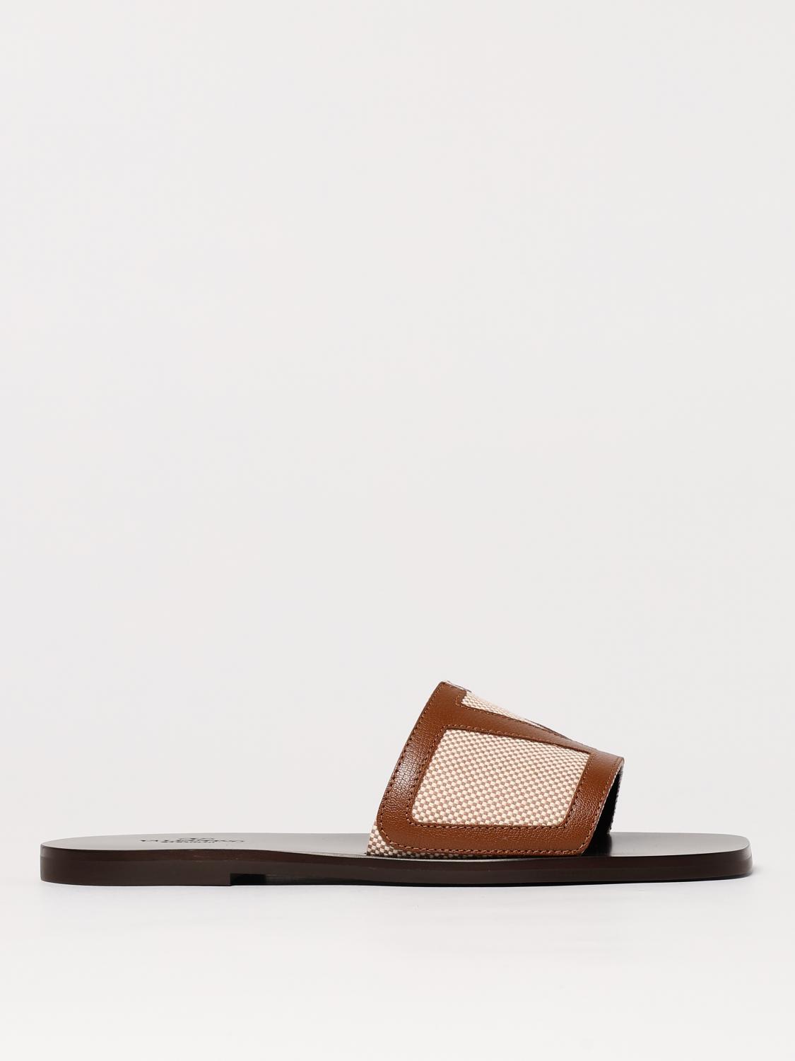Valentino Garavani Viva Superstar Slide Sandal In Canvas Fabric And Nappa Leather In Leather