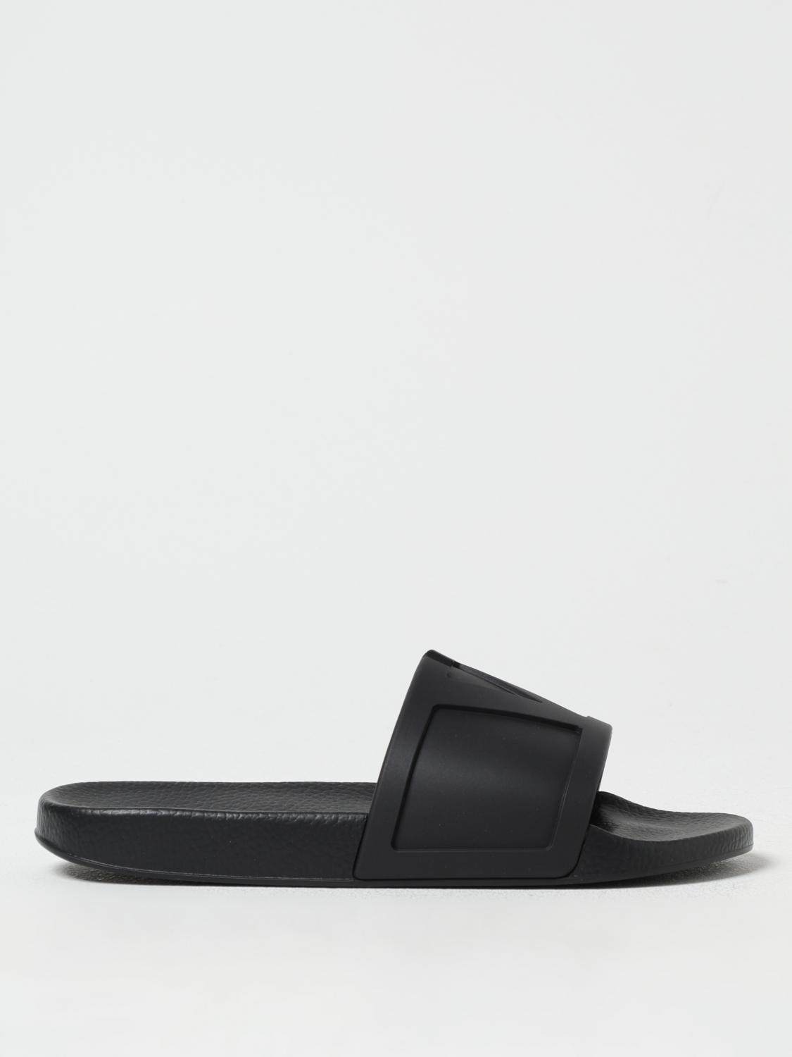 Valentino Garavani Black Sandals With Vlogo Detail On The Front In Tech Fabric Man In Black