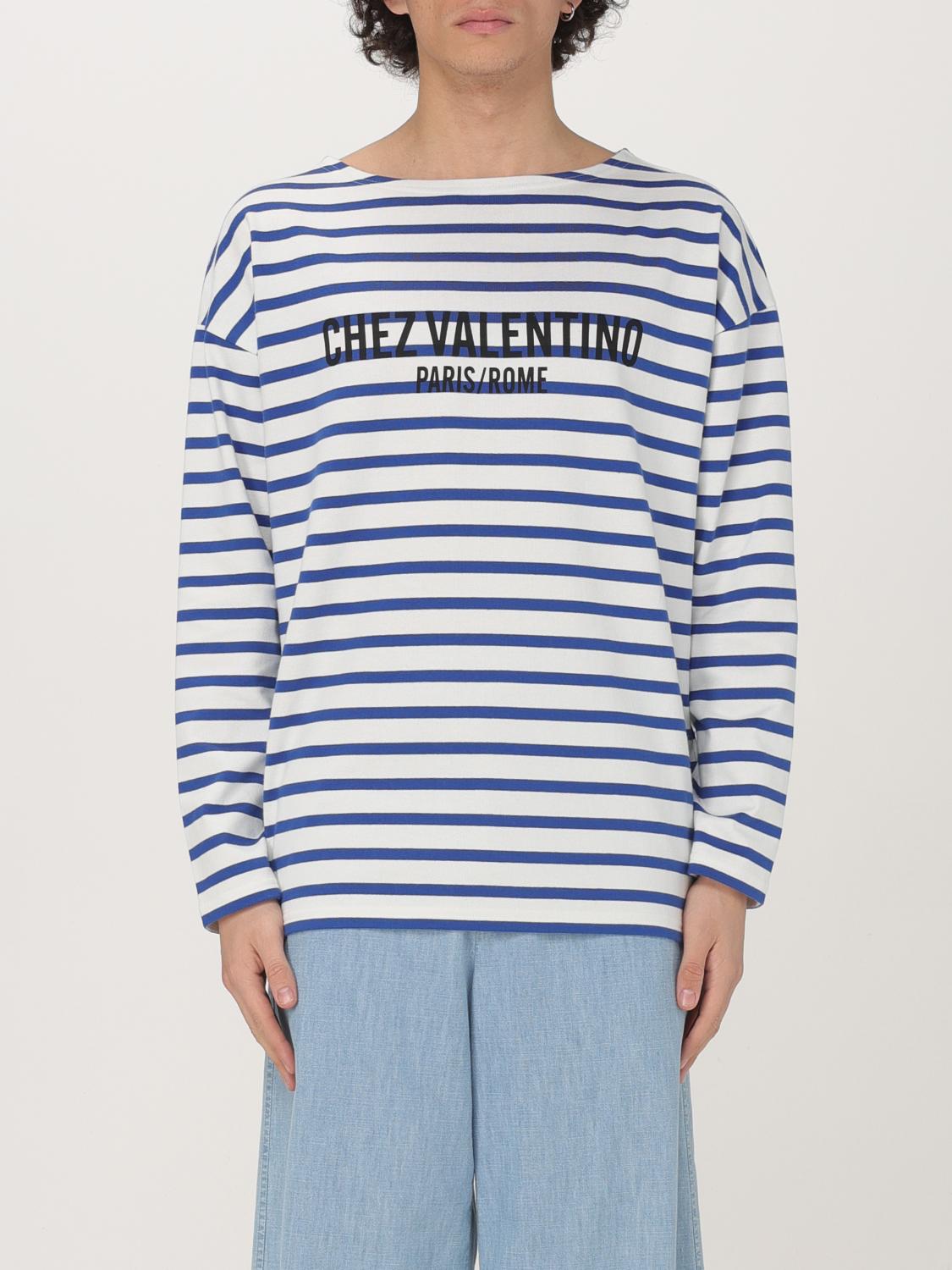 Valentino Chez Logo Long-sleeved Stripe T-shirt In White