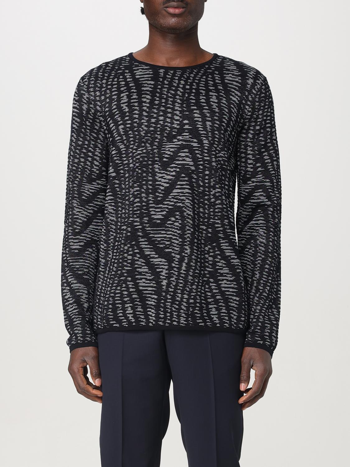 Giorgio Armani Men's Embroidered Jacquard Sweater In Blau