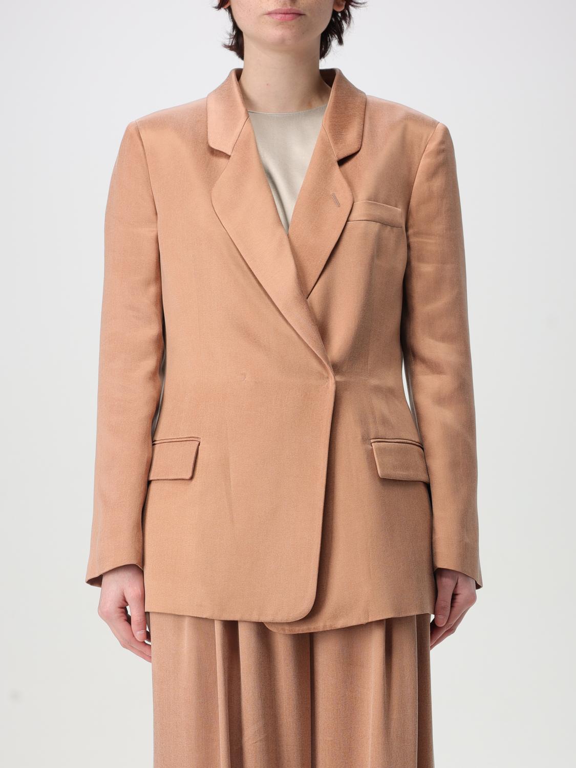 Giorgio Armani Women Double-breasted Satin Blazer In Rust