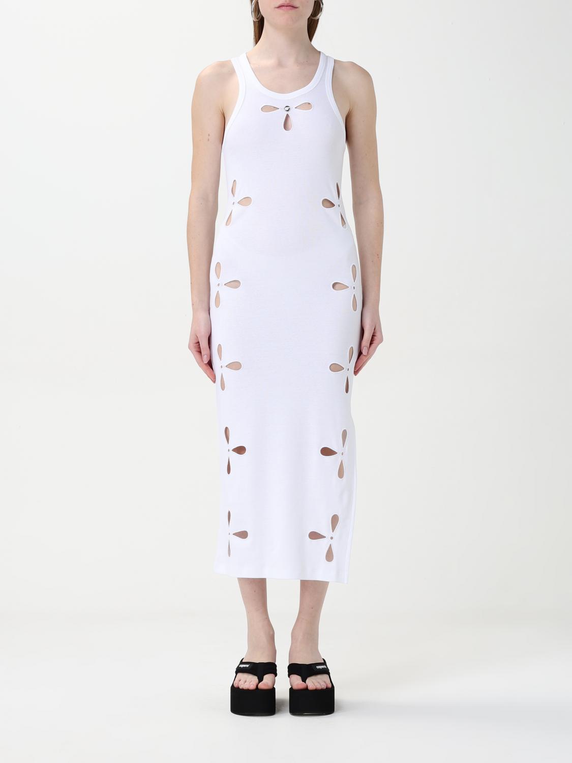 Coperni Petal Embroidered Tank Dress Woman White In Weiss