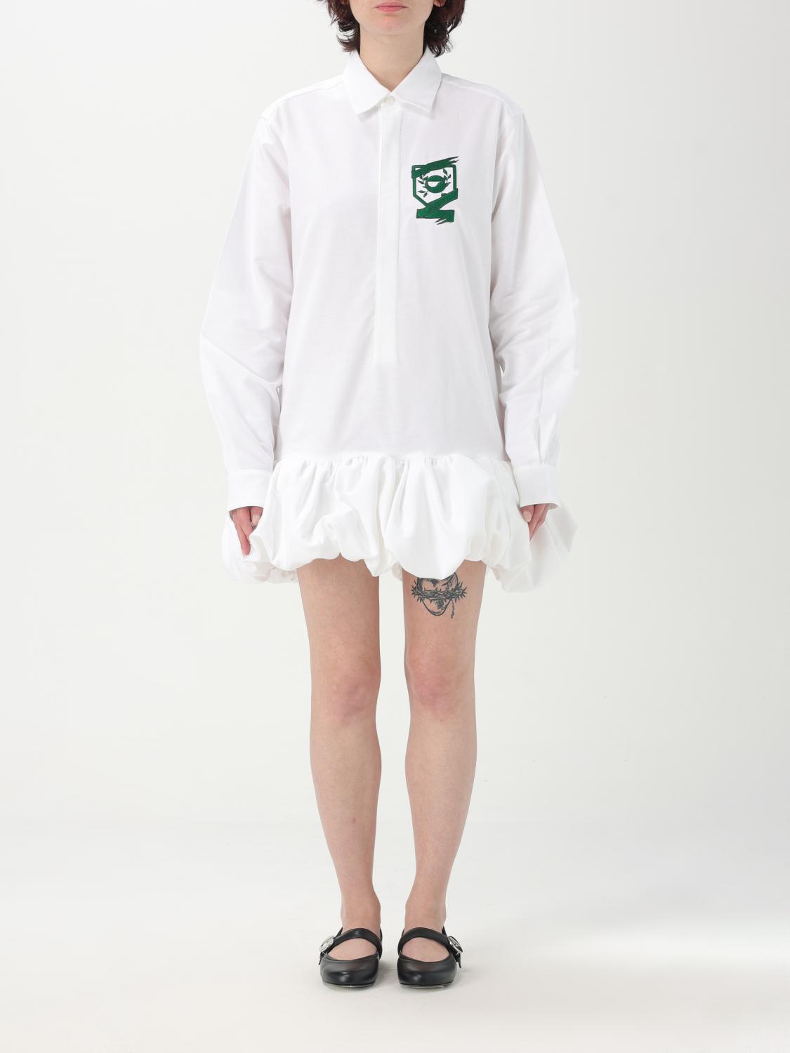 Coperni Gathered Hem Shirt Dress In Weiss