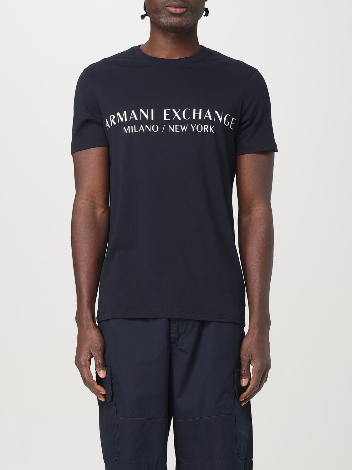 Armani Exchange Regular Fit T-shirt With Logo In Blue