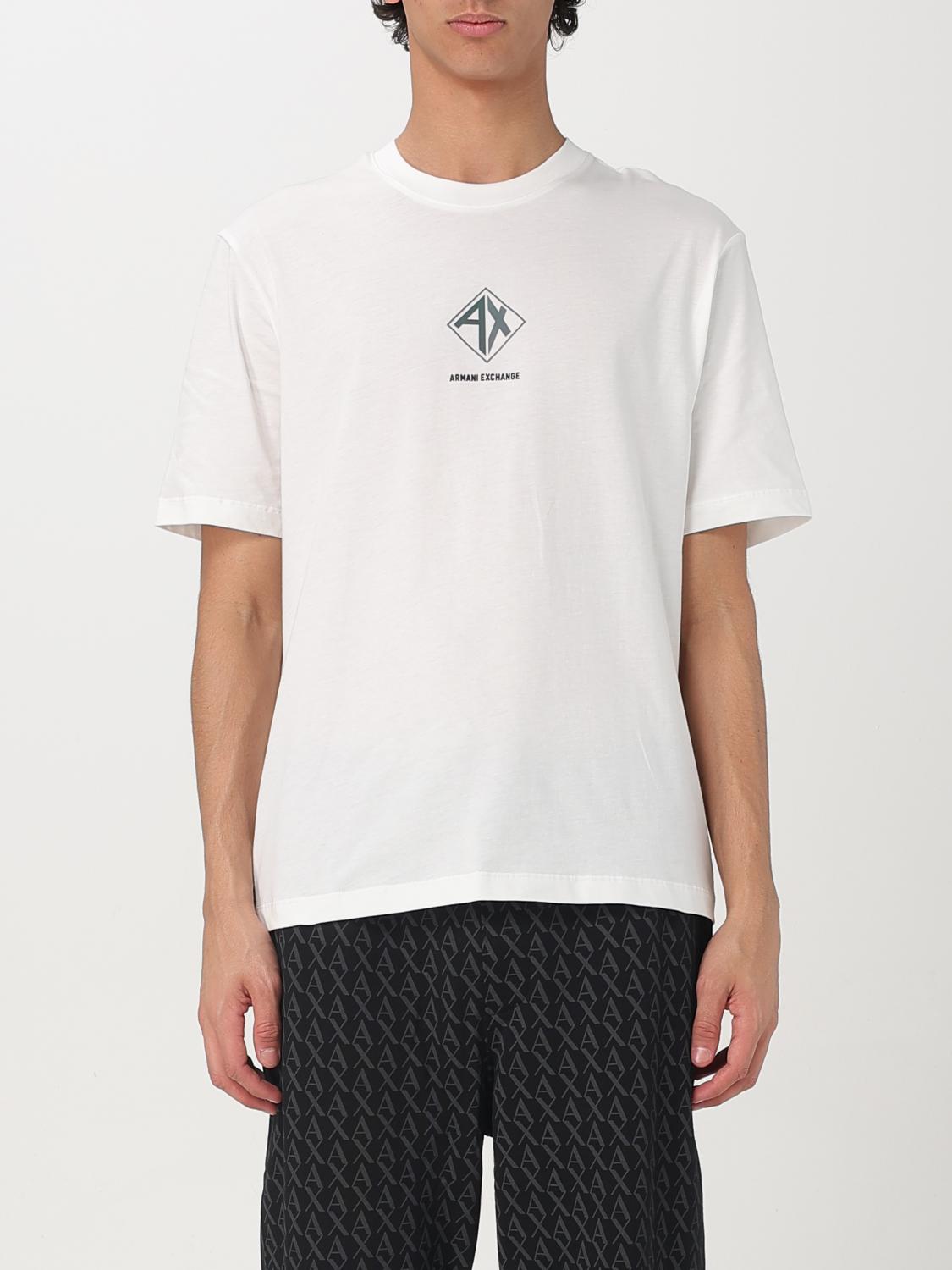 Armani Exchange Box Logo T Shirt Off White In Weiss