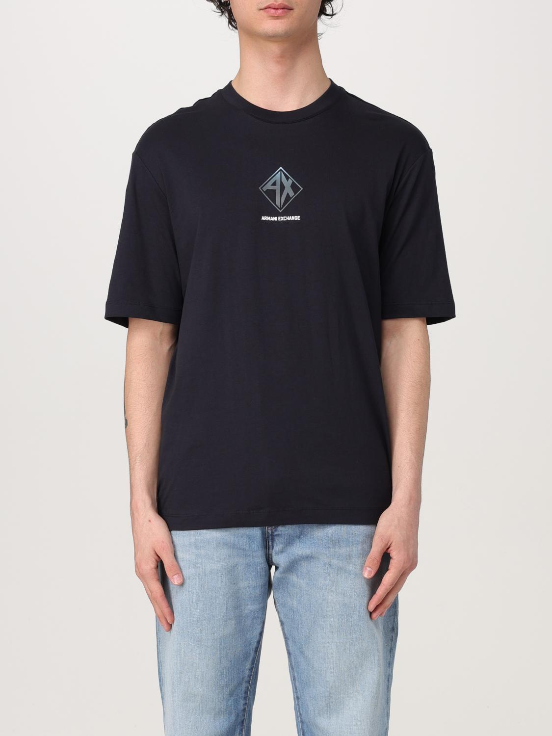 Armani Exchange Mens Ax Diamond Logo T-shirt In Blue