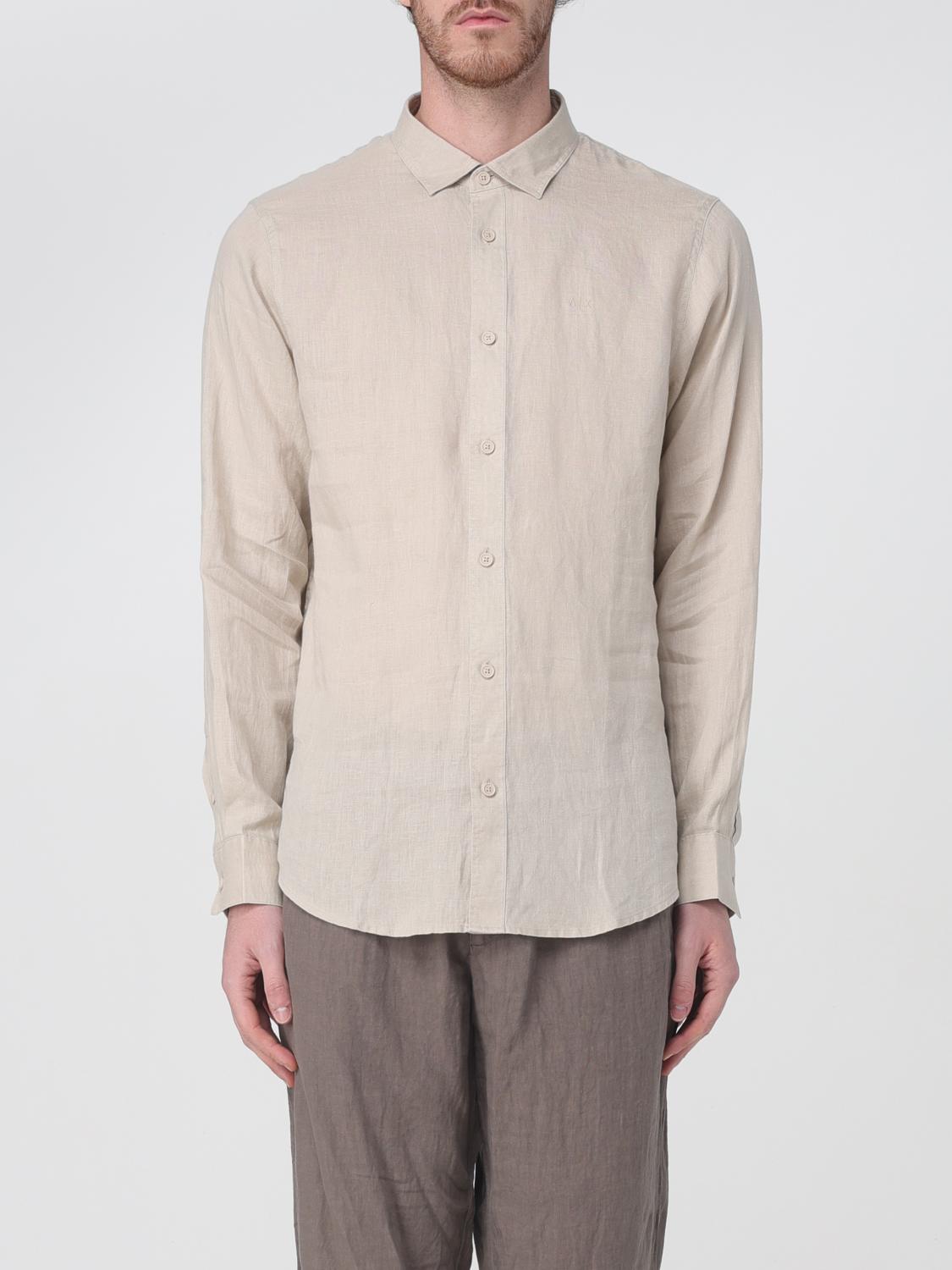 Armani Exchange Man Shirt Beige Size Xxl Linen In Sand