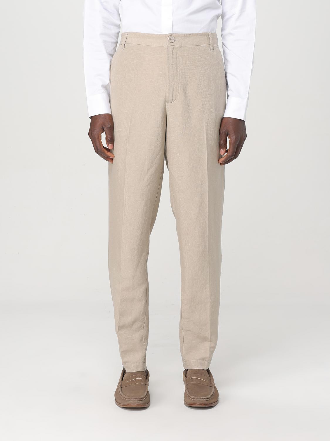Armani Exchange Tapered High-waist Trousers In Beige