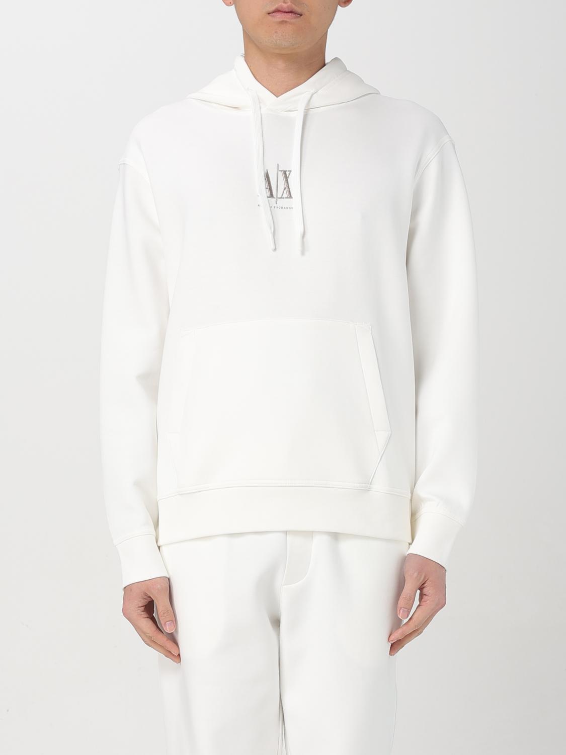Armani Exchange Sweat Ample Brodé À Capuche In White