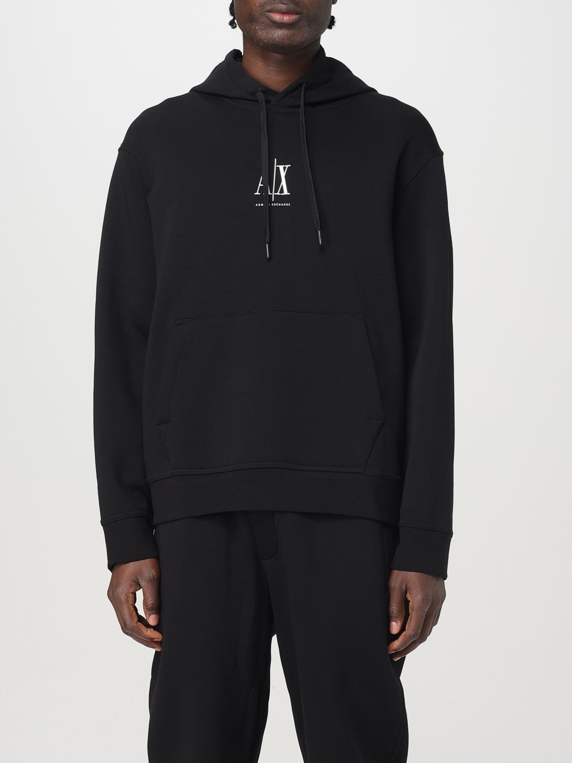 Armani Exchange Central Logo Hoodie In Black In Black