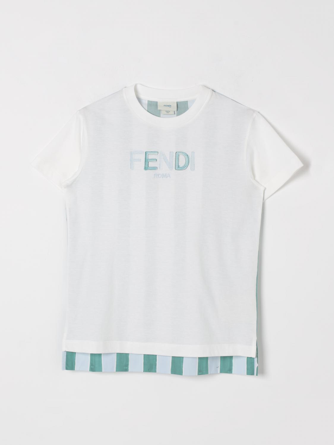 Fendi Kids Pequin Print T-shirt In Blue