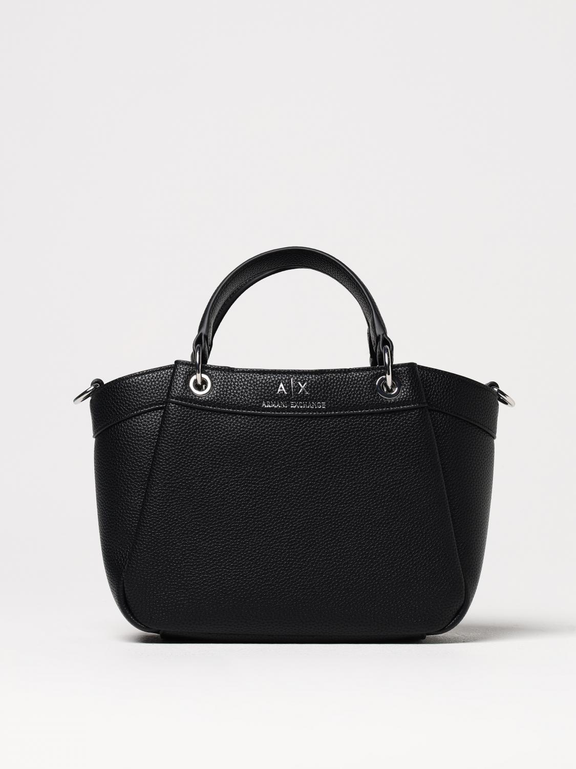 Armani Exchange Logo-debossed Grained-texture Tote Bag In Black