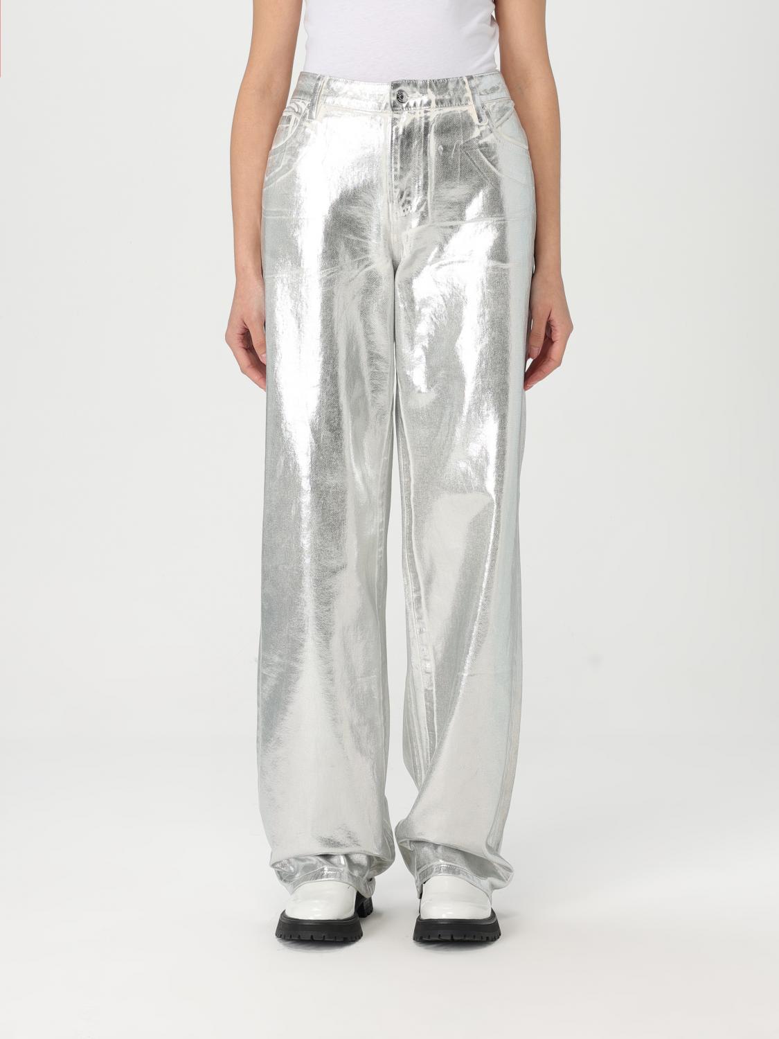 Armani Exchange Pants Woman Color Silver In Silver
