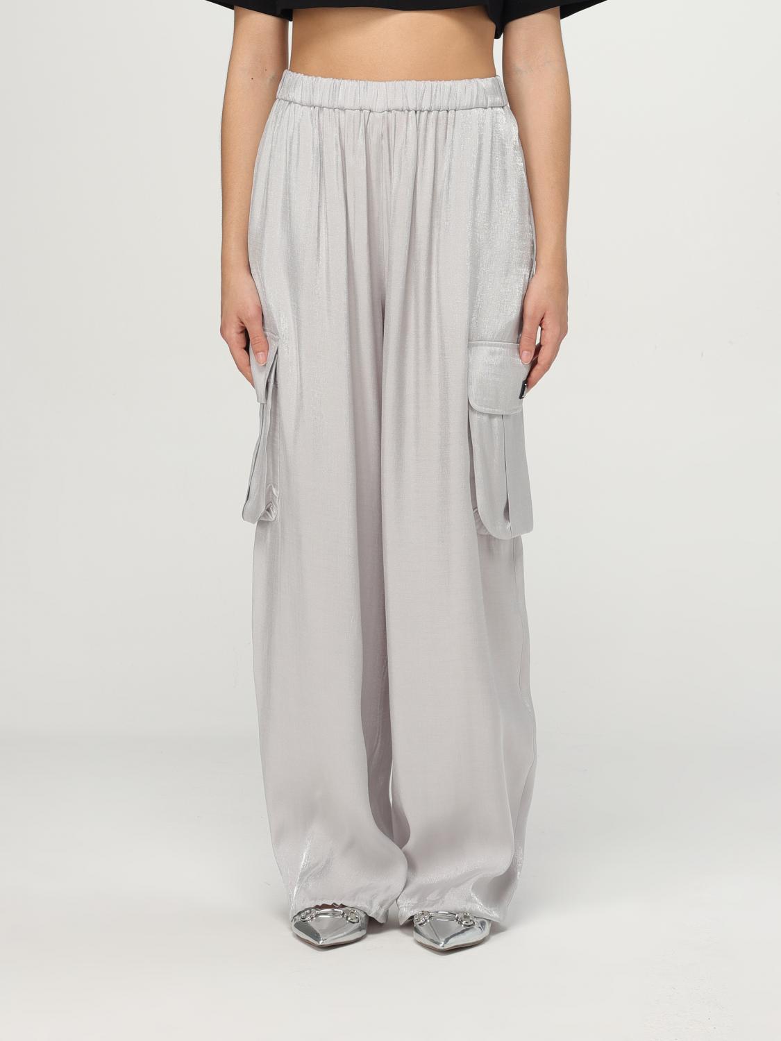 Armani Exchange Pants Woman Color Silver In Silver