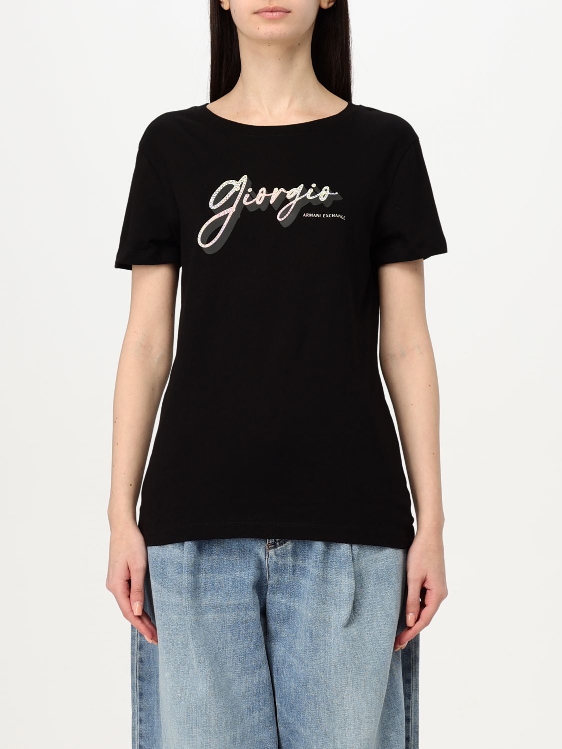 Armani Exchange Regular Fit T-shirts In Black